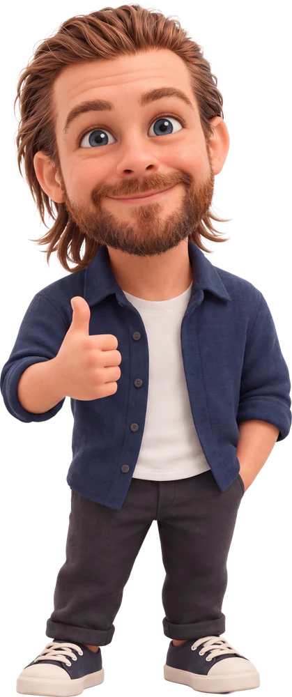Illustrated Kieran giving a thumbs up